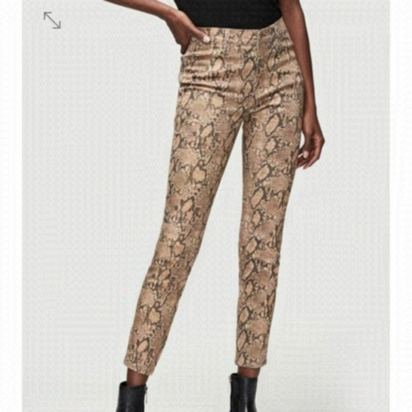 Frame | Le High Skinny Crop In Coated Python - Picture 1 of 9